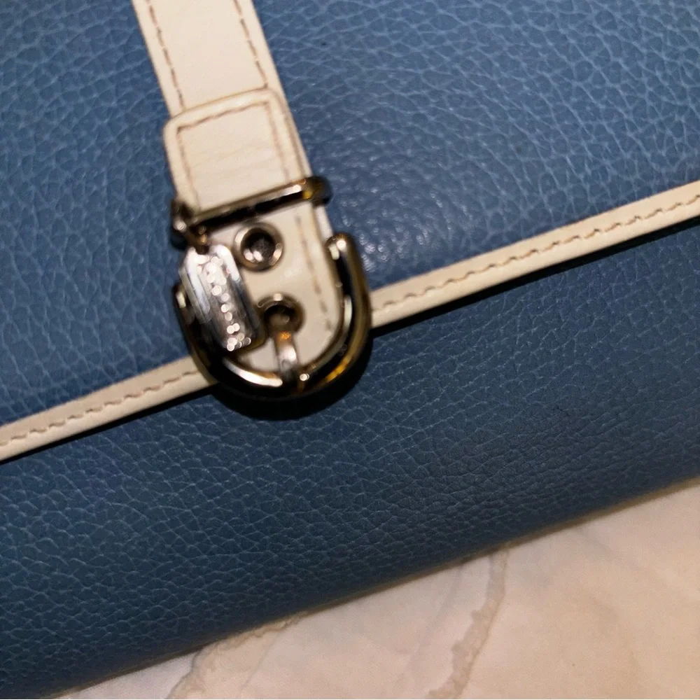 Coach Trifold Wallet and checkbook cover Blue silver Hardwear